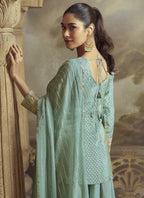 Vegaa Fashion Sky Blue Viscose Simar Butti Embroidered Palazzo Suit