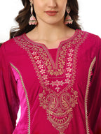 Yufta Velvet Pink Kurta Dupatta Set With Embroidery - Distacart