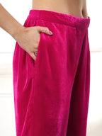 Yufta Velvet Pink Kurta Dupatta Set With Embroidery - Distacart