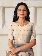 Shree Shyam Fashion Linen Cotton Black & Cream Saree - Distacart