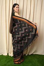 Very Much Indian Khun Saree Cotton Resham Handwoven Chrome Yellow & Black - Distacart
