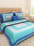 Vamika Printed Cotton Latest Sea Green Bedsheet With Pillow Covers (LEOC_BIND_SG)