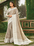 Shree Shyam Fashion Light Brown Linen Saree - Distacart