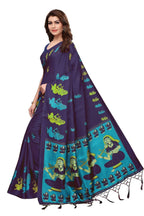 Vamika Navy Blue Kalamkari With Jhalar Khadi Silk Saree
