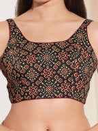 Joban Fashion Black Cotton Padded Blouse With Square Neck Sleeveless - Distacart