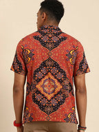 Red Relaxed Floral Opaque Printed Casual Resort Shirt - Mahotsav