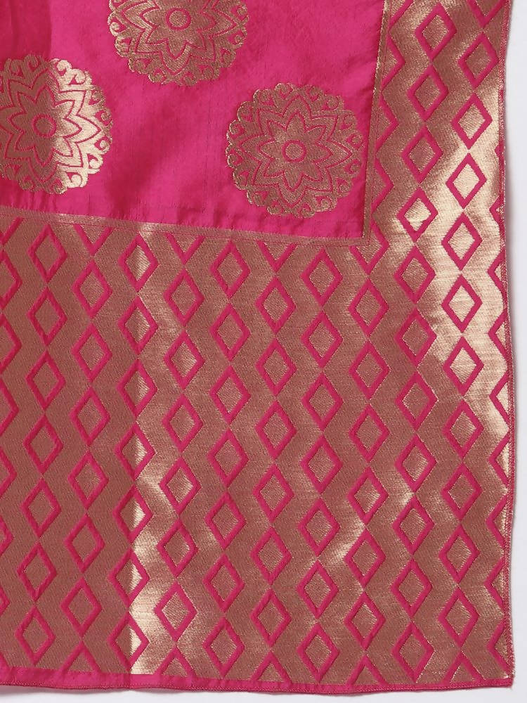 Myshka Pink Color Silk Solid Anarkali Gown With Dupatta