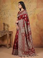 Shree Shyam Fashion Maroon Silk Blend Saree - Distacart