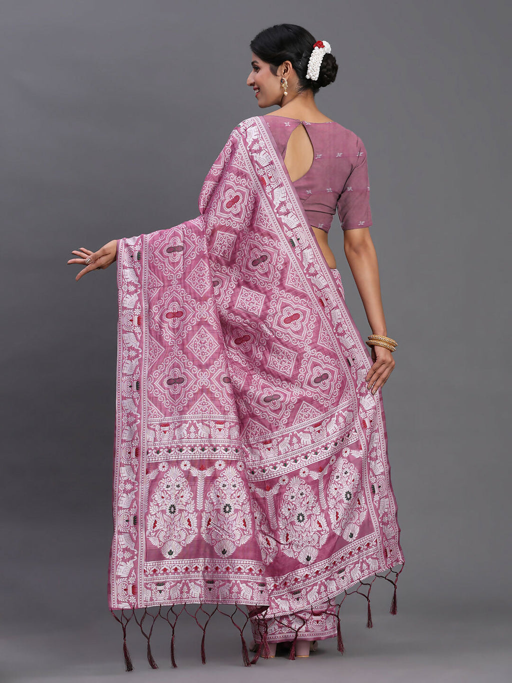 Shree Shyam Fashion Linen Cotton Purple Saree - Distacart