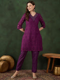 Sangria Embroidered Pure Cotton Kurta & Trouser