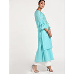 Cheera Women's Anarkali Double Layerd Kurta With Contrast Embroidery And Side Dori Tasal (CH020K)