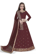 Dwiden Maroon Queen Tafetta Sattin Semi-Stitched Girl's Lehenga Choli