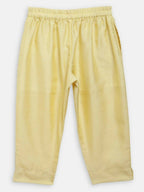 Ahalyaa Yellow Poly Silk Kids Kurta Pant With Dupatta For Girls