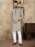 Anaita Grey Linen Silk Straight Kurta