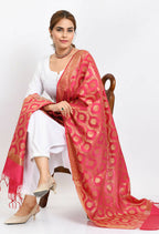 Mominos Fashion Moeza Women's Banarsi Silk All Over Woven Design Pink Dupatta - Distacart