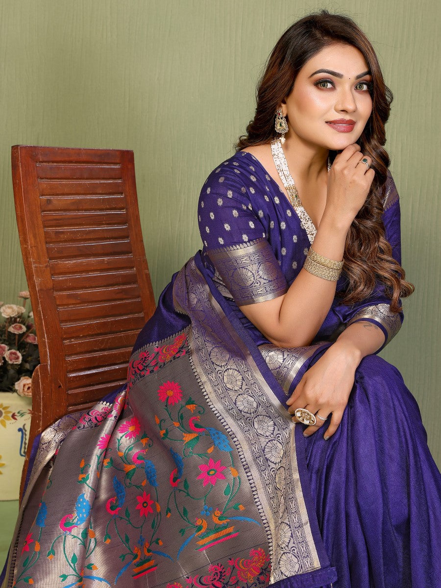 Anaita Violet Paithani Gala Silk Saree With Blouse - Distacart