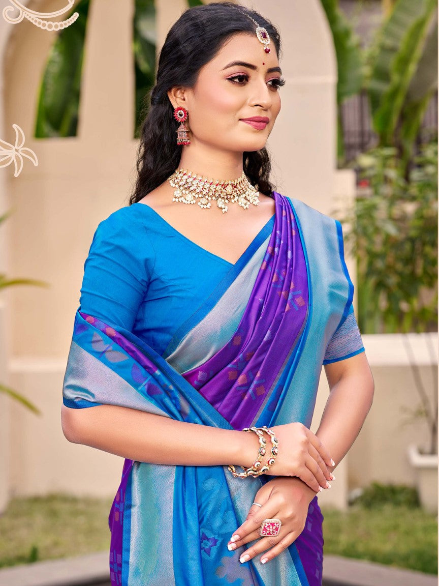 Anaita Violet Silk Saree With Blouse Piece - Distacart