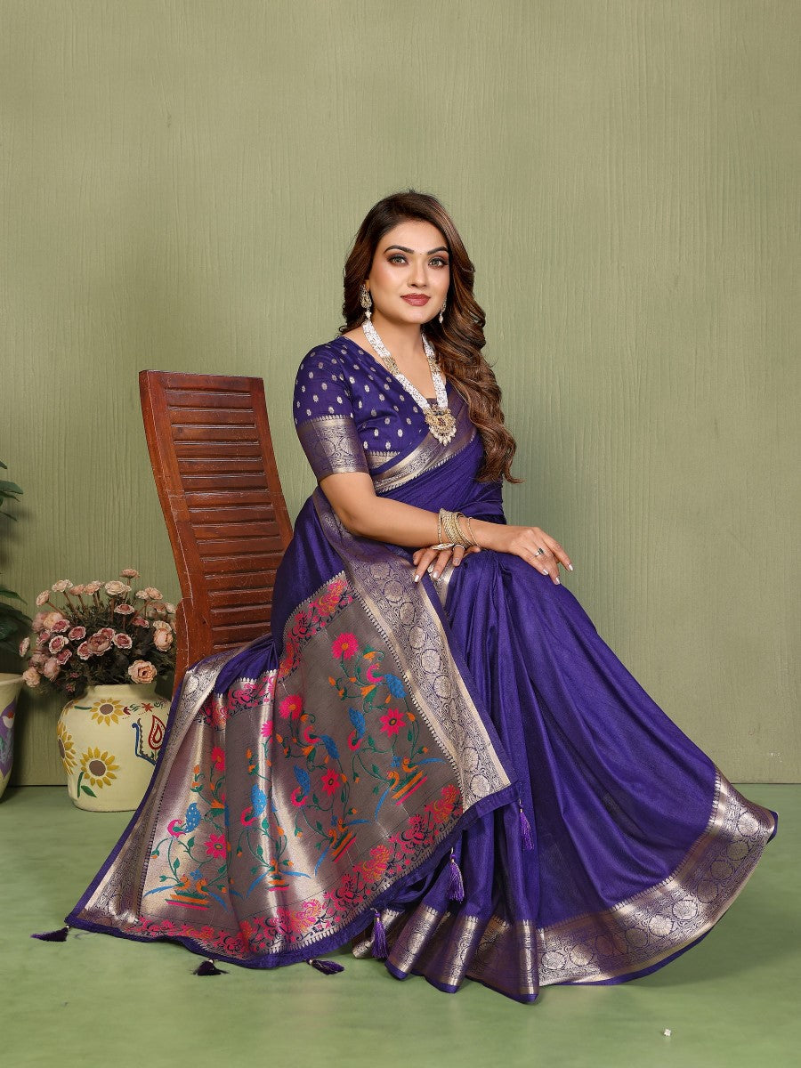 Anaita Violet Paithani Gala Silk Saree With Blouse - Distacart