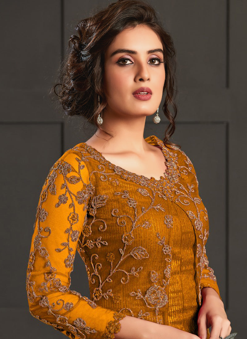 Vegaa Fashion Mustard Heavy Net Embroiderd Pakistani Suit - Distacart