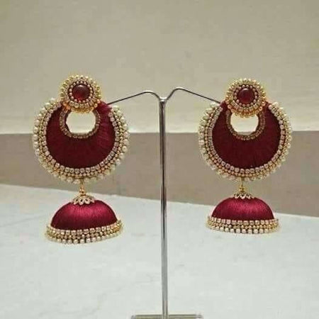 Pink Color with Jhumki Beads Earrings