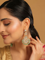 Nuyug 22K Gold Plated Regal Green Kundan Chandbali Earrings - Distacart