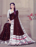 DEIANA'S Beautiful Designer Golden zari Soft Lichi Silk Saree - Wine