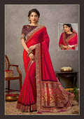 Pinkish-Purple Dual Tone Silk Georgette Thread, Zari And Cord Embroidery, Handwork Butta Saree - Norita Arinya
