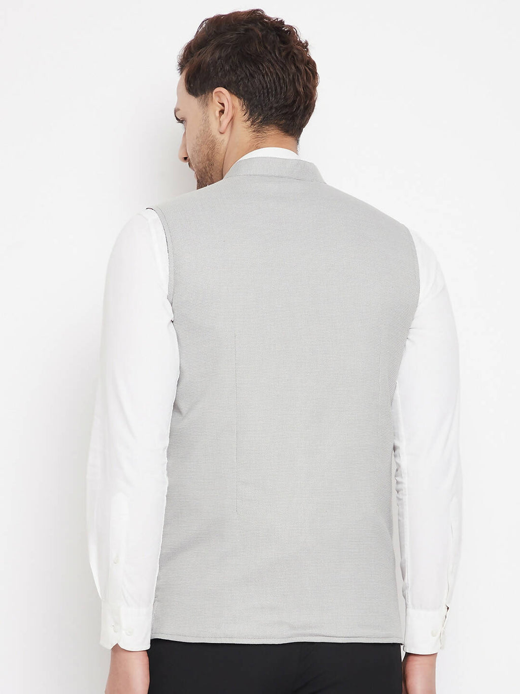Even Apparels Grey Merino Men's Nehru Jacket-Contrast Lining-Free Pocket Square - Distacart
