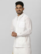 Ramraj Cotton Mens Full Sleeve Formal Poly Cotton White Shirt