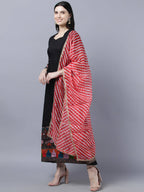 Myshka Women Black Embroidered Detail Anarkali Kurta With Dupatta - Distacart