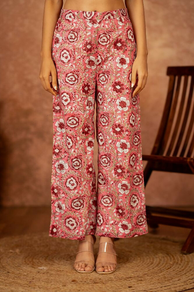 Joban Fashion Pink Hand Block Printed Cotton Suit Set - Distacart