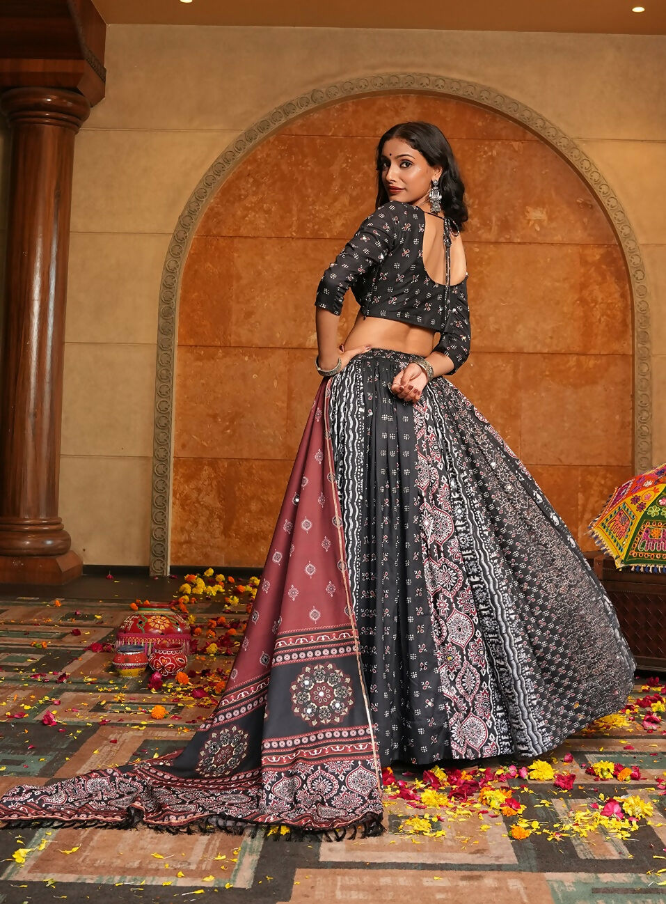 AI Fashion Black Crepe Designer Navratri Wear Lehenga Choli Collection
