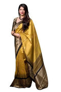 DEIANA'S Beautiful Designer Golden zari Soft Lichi Silk Saree - Yellow