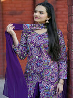 Teeya Creation Purple Color Tapeta Silk Embroidery Work Party Wear Palazzo Set - Distacart