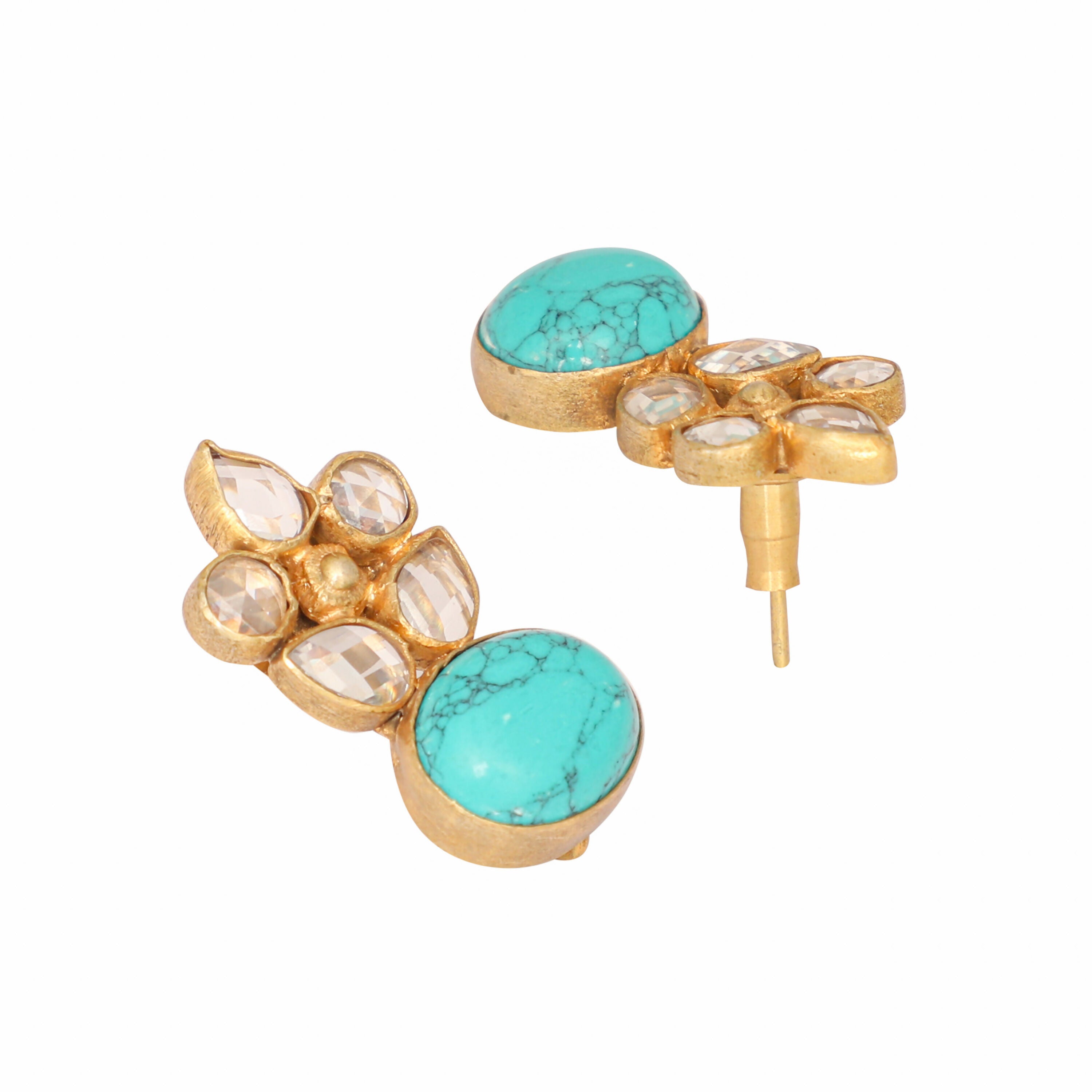 Nuyug 22K Gold Plated Turquoise Bloom Studs - Distacart