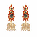 Nuyug 22K Gold-Plated Enamel & Beaded Dome Shaped Jhumka Earrings - Distacart