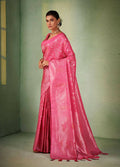 Glorious Designer Pink Color Kanjivaram Silk Saree With Weaving Work - Yomika Fashions