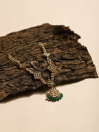 Gold-Plated White Green Kundan-Studded Pearl Beaded Matha Patti - Ruby Raang - Distacart