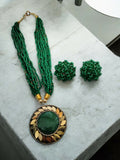 Inhanns All-Day Statement Beaded Necklace Set - Green