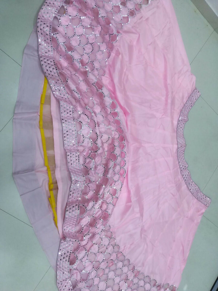 Jyoti Fashion Dreamy Baby Pink Silk Thread with Paper Mirror & Cut work Lehenga Choli with Dupatta
