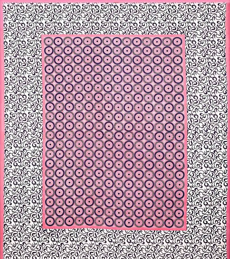 Vamika Printed Cotton Pink & Black Bedsheet With Pillow Covers (LEOD_CHKR_P)