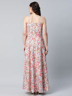 Ahalyaa Women Crepe Printed Classic White Romantic Florals Dress - Distacart