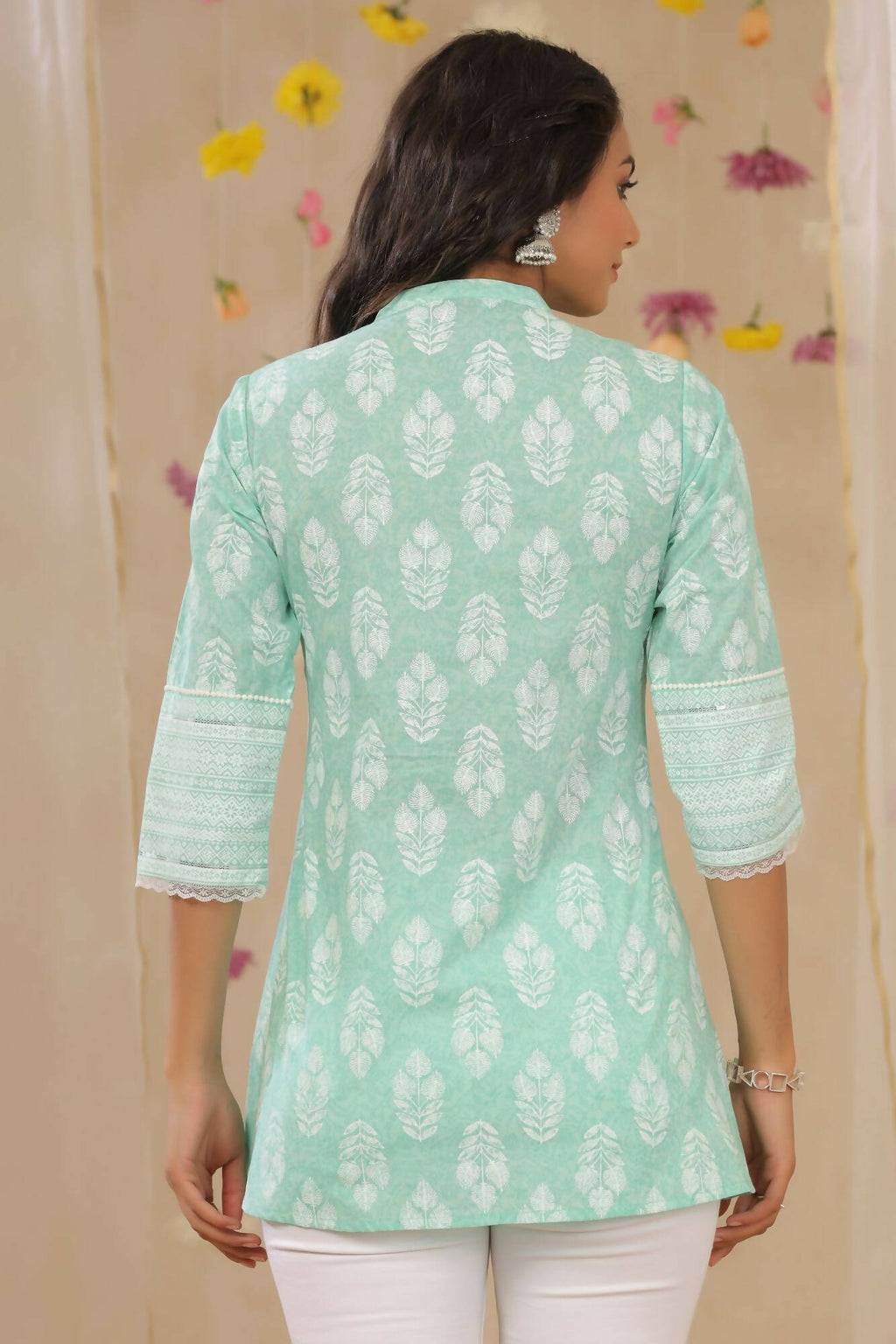 Juniper Women Mint Cambric Printed A-Line Tunic - Distacart
