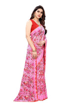 Vamika Ethnic Fire Pink Printed With Lace Saree - Distacart