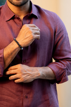 Linen Burgundy Coastal Muse Shirt By Hilo Design