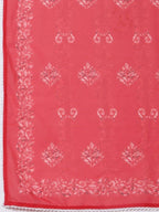 Myshka Red Color Cotton Printed Kurta With Pant Dupatta Set