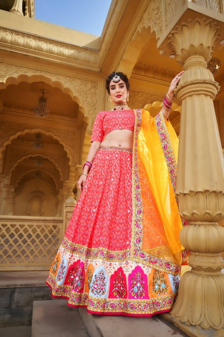 InfinitySaree Beautiful Printed Lengha Choli for Women Party Wear Ghagra Choli Wedding Lehenga - Distacart