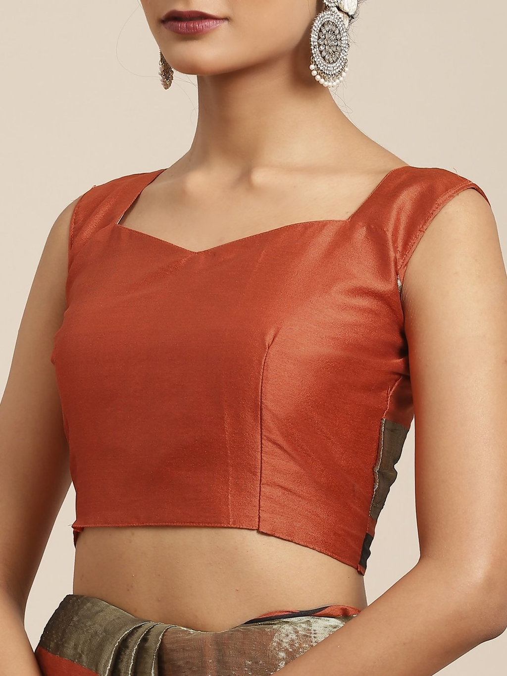 Saree Mall Rust & Gold-Toned Woven Design Silk Blend Uppada Sarees