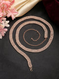 NVR Women's Rose Gold-Polished AD-Studded 3 Layered Kamarbandh Waist Chain