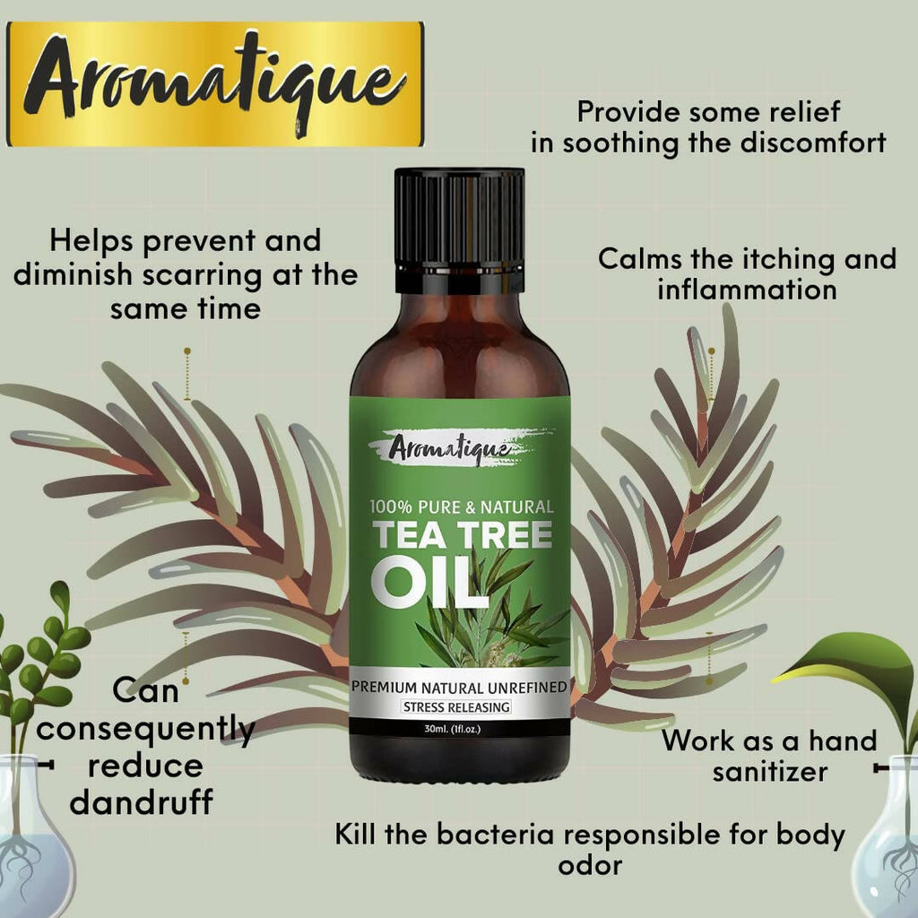 Aromatique Tea Tree Essential Oil for Skin Acne, Hair